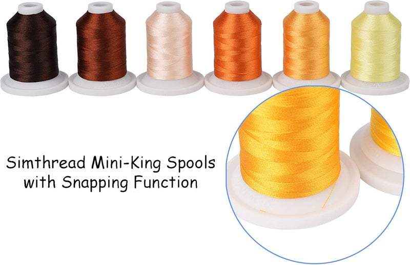 simthread Embroidery Machine Thread Kit 800Y 21 Spools Brown and Gold Colors for Professional Embroidery Design - Image 3